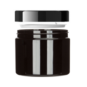 Black Glass Jar 50ml TYPE III with Black Glossy Cap & PP Liner - Pack of 12pcs