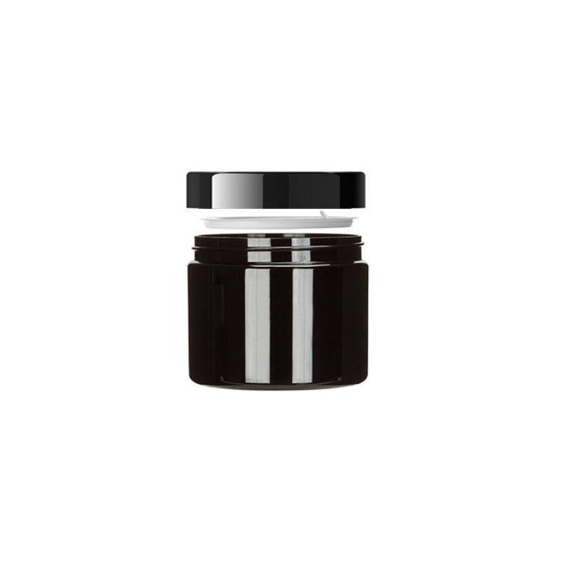 Black Glass Jar 50ml TYPE III with Black Glossy Cap & PP Liner - Pack of 12pcs