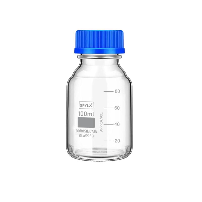 Bottles with screw caps in borosilicate glass 100ml